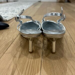 Silver slingback heels